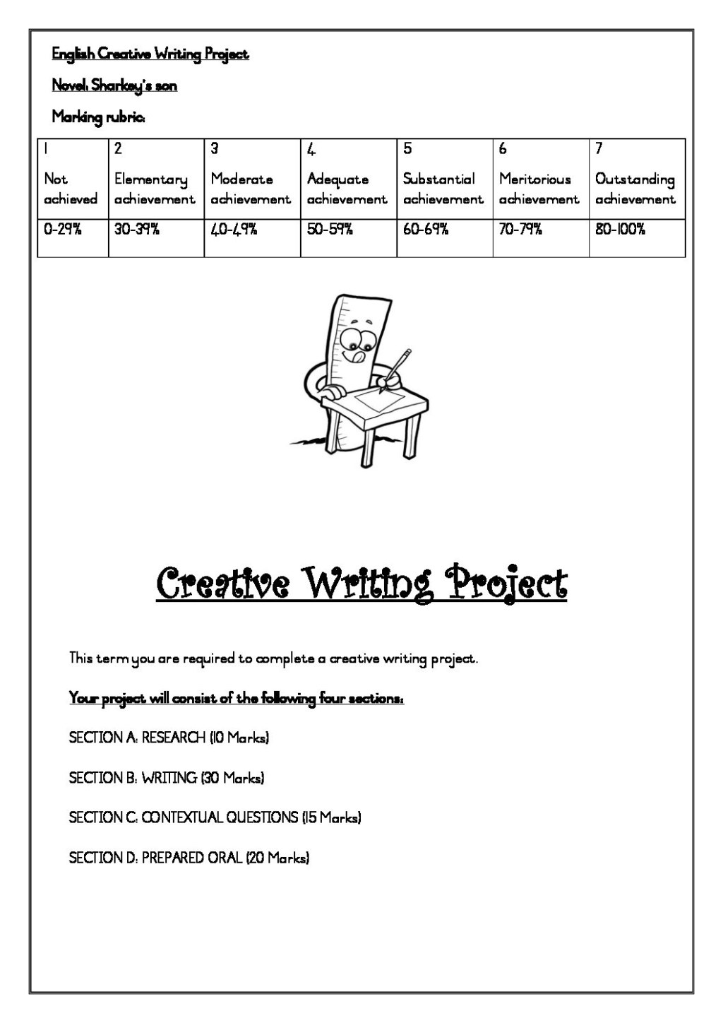 Picture of: Grade  English Creative Writing Project Term  • Teacha!